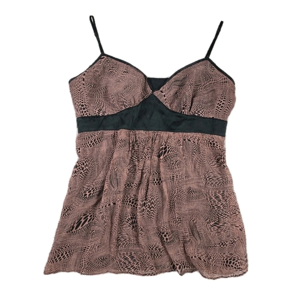 Vintage Y2k Express Silk Babydoll Cami Top Animal Print Coquette Fairy Grunge